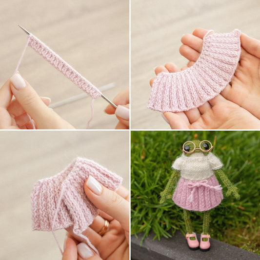 Pleated Skirt Knitting Pattern for Knitted Frog (PDF)
