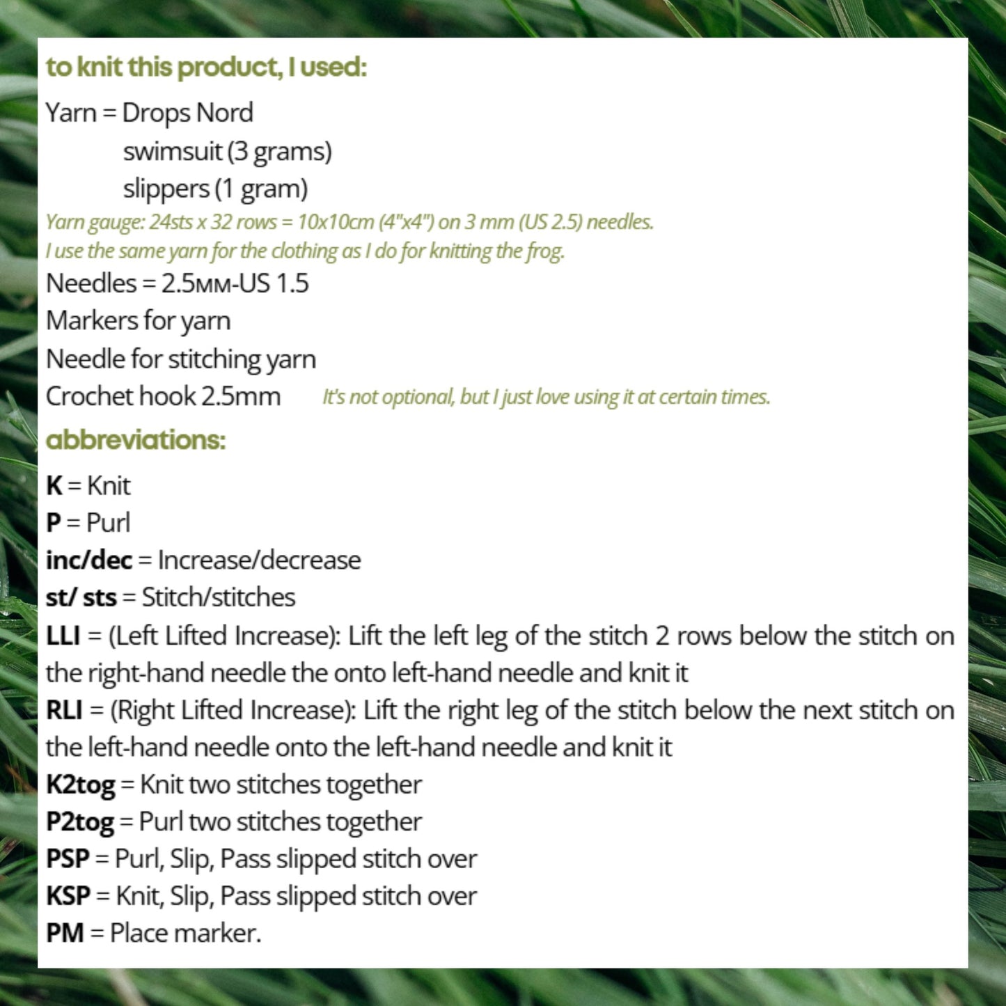 Swimsuit Knitting Pattern for Knitted Frog (PDF)