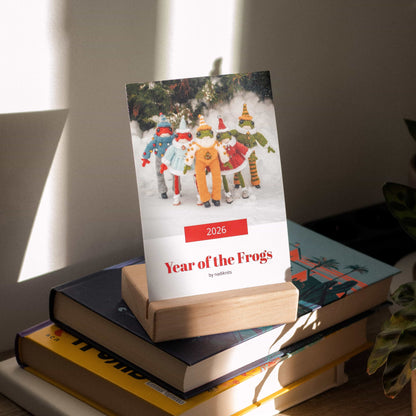 2026 Frog Desk Calendar – 4×6 Photo Calendar with Wood Stand