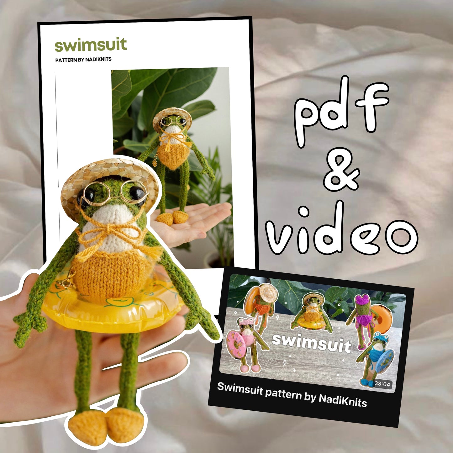 Swimsuit Knitting Pattern for Knitted Frog (PDF)