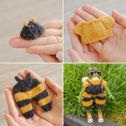 Bumblebee Outfit Knitting Pattern for Knitted Frog (PDF)