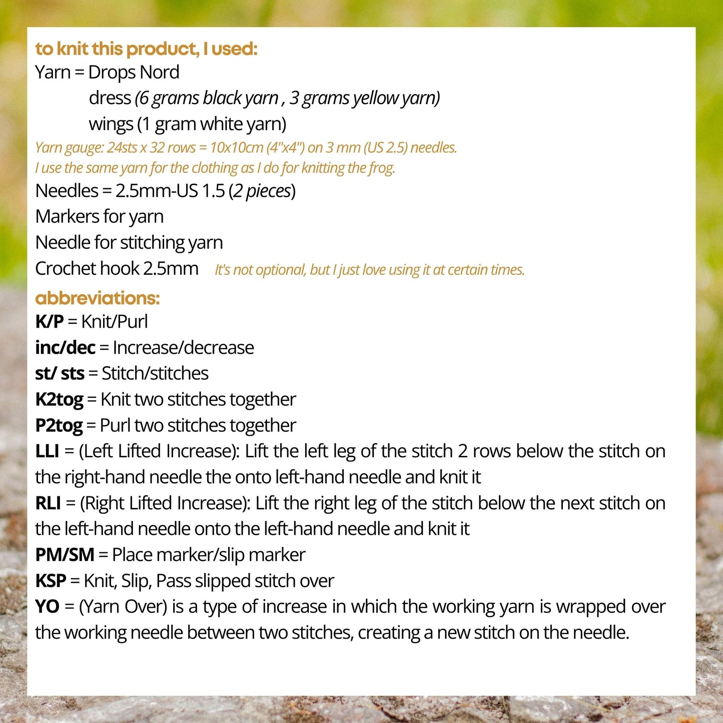 Frog Bee Dress Knitting Pattern for Knitted Frog (PDF)