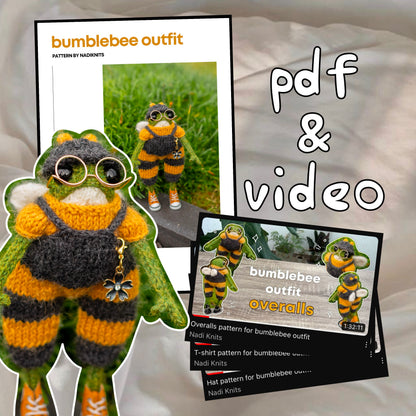 Bumblebee Outfit Knitting Pattern for Knitted Frog (PDF)