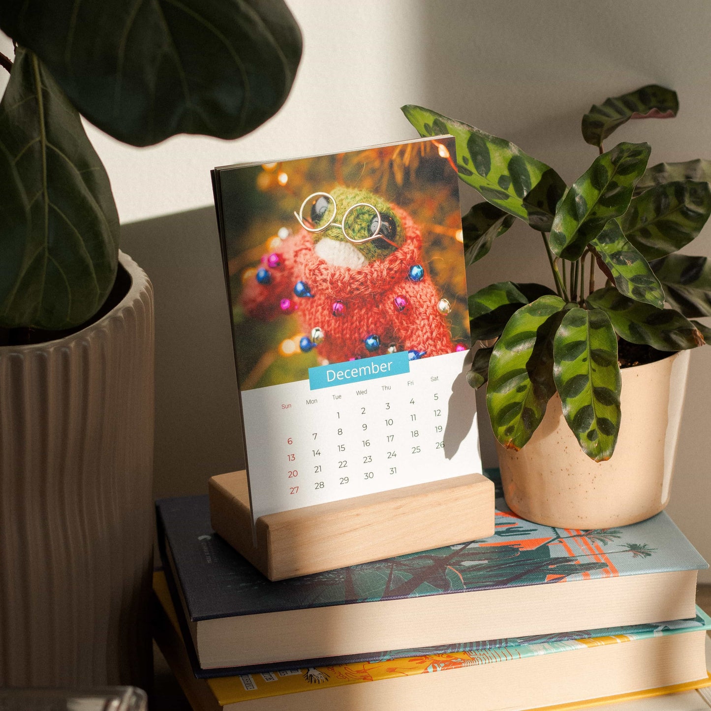 2026 Frog Desk Calendar – 4×6 Photo Calendar with Wood Stand