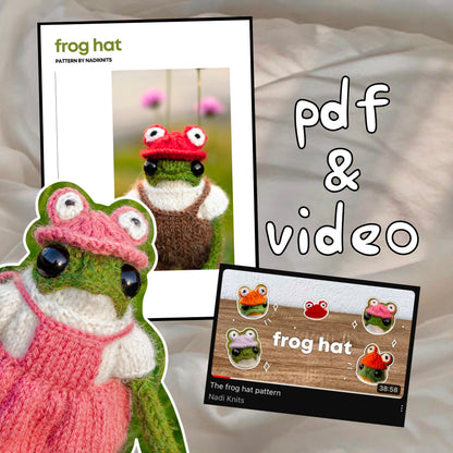 Frog Hat with Eyes Knitting Pattern for Knitted Frog (PDF)