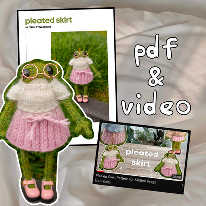 Pleated Skirt Knitting Pattern for Knitted Frog (PDF)