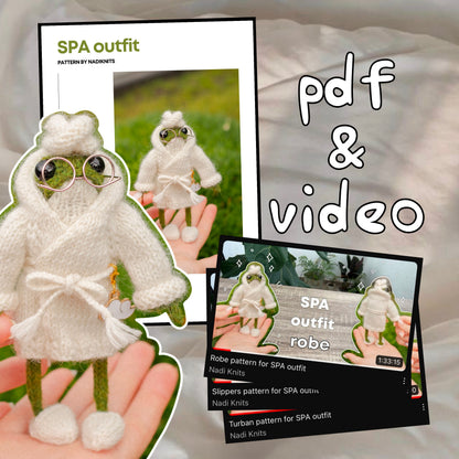 Spa Outfit Knitting Pattern for Knitted Frog (PDF)