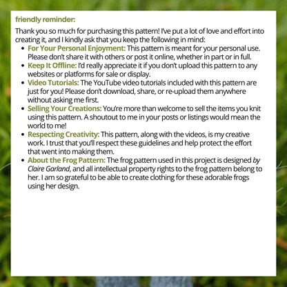 Frog Sweater Knitting Pattern for Knitted Frog (PDF)