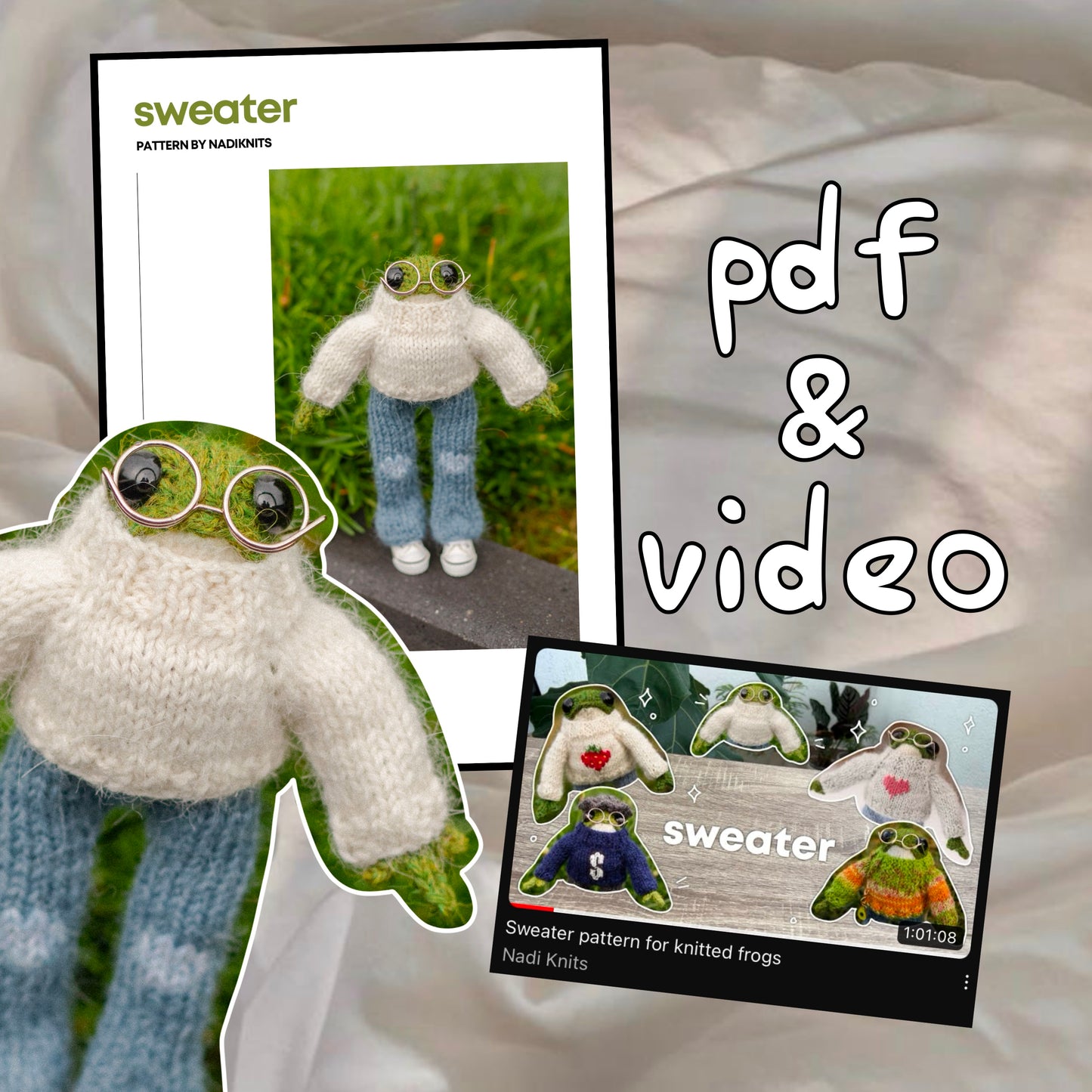 Frog Sweater Knitting Pattern for Knitted Frog (PDF)