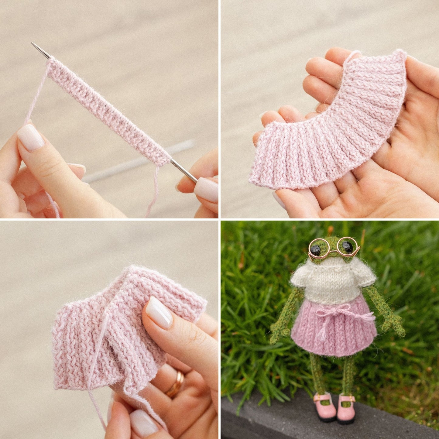 Pleated Skirt Knitting Pattern for Knitted Frog (PDF)